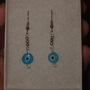Blue evil eye dangles